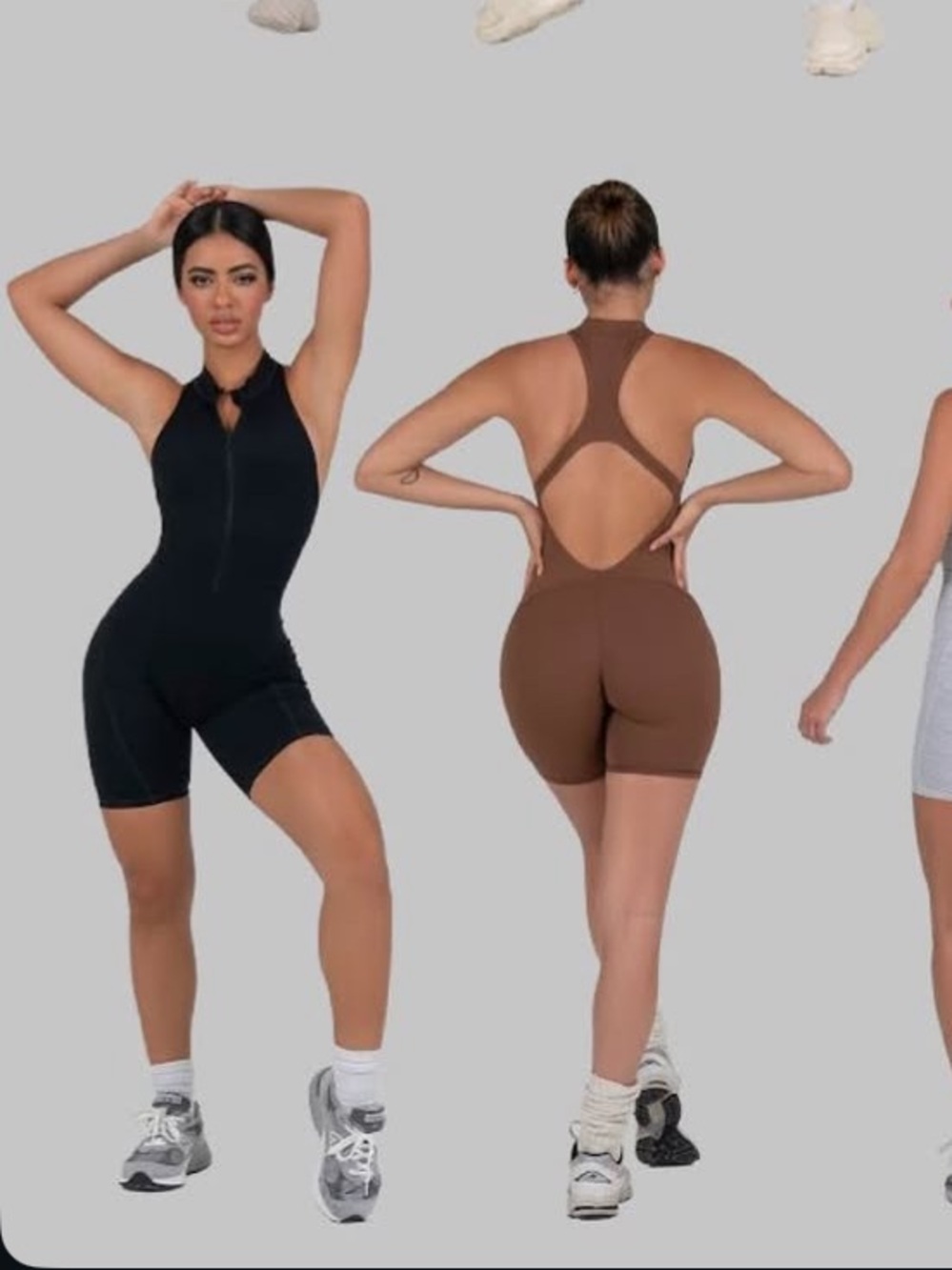 Slim Racerback Zip-Front Romper - Black & Brown